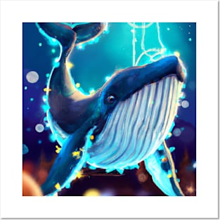 Cute Humpback Whale Drawing Posters and Art